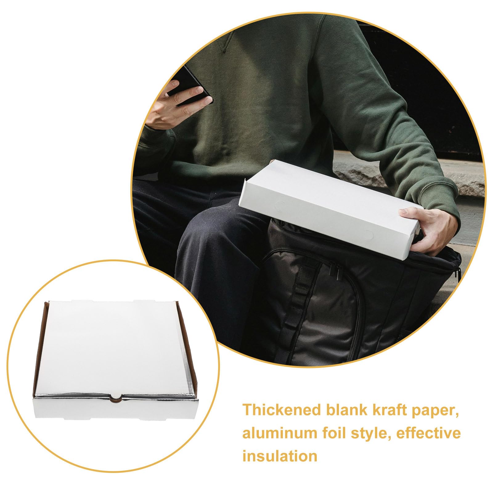 10 Cajas de Pizza para Llevar, Caja de Pizza Desechable de Papel y Aluminio, Resistente y Práctica para Restaurantes y Catering