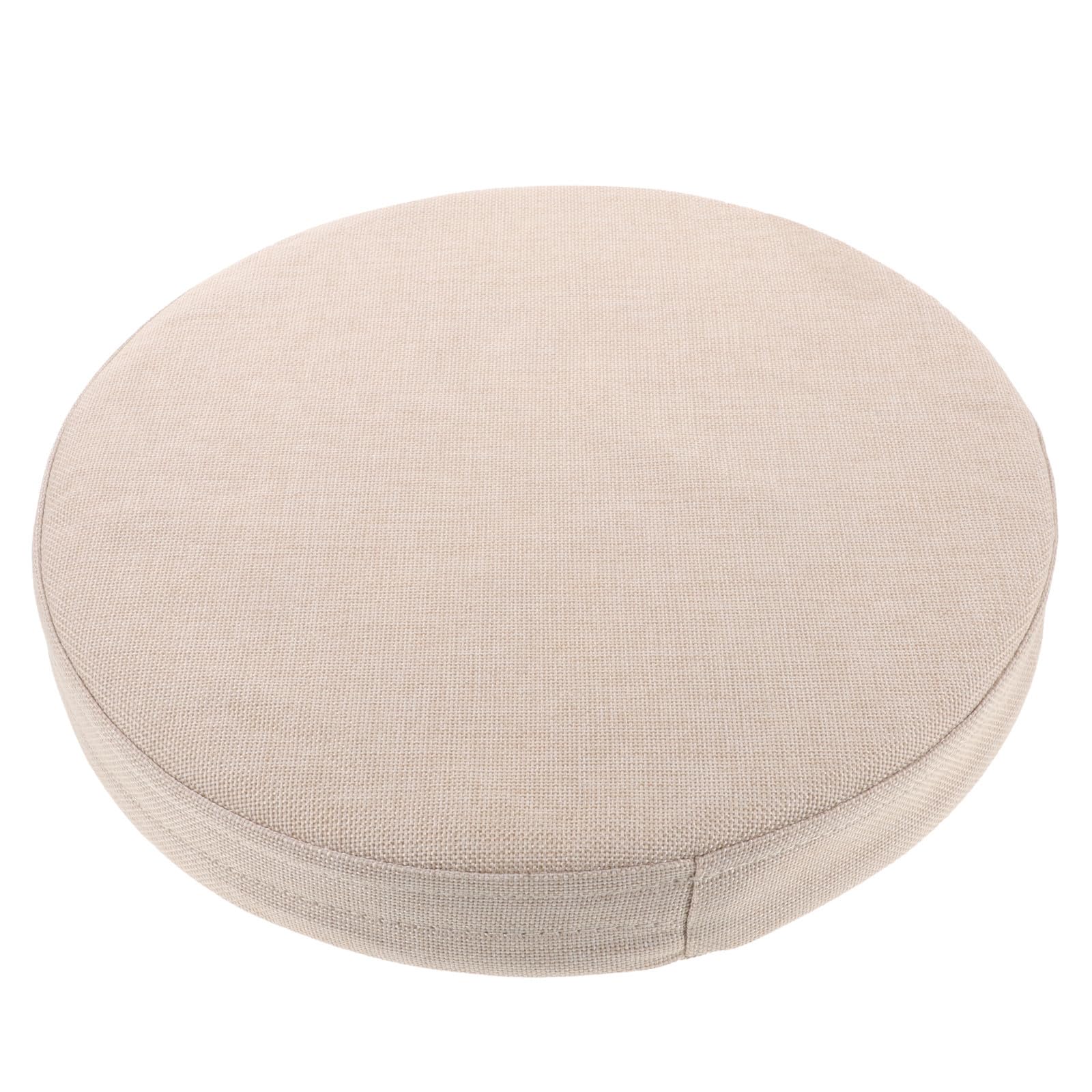 Cojín redondo de lino beige para silla de ratán con soporte suave 1