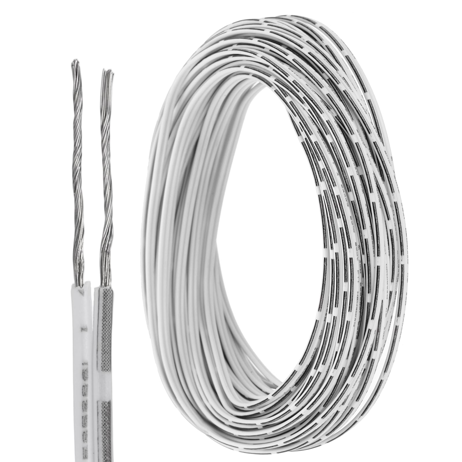 sourcing map 50ft Universal Garage Door Wire, 24AWG 2 Conductor Door Bell Wire Extension Cable Tinned Copper for Control Station & Sensor, Black