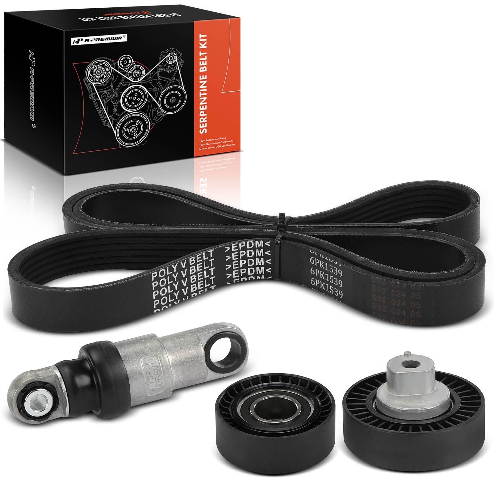 A-Premium Engine Serpentine Belt Drive Kit with Tensioner & Idler Pulley Compatible with BMW 320i, 323Ci, 323i, 325Ci, 325i, 325xi, 328Ci, 328i, 330Ci