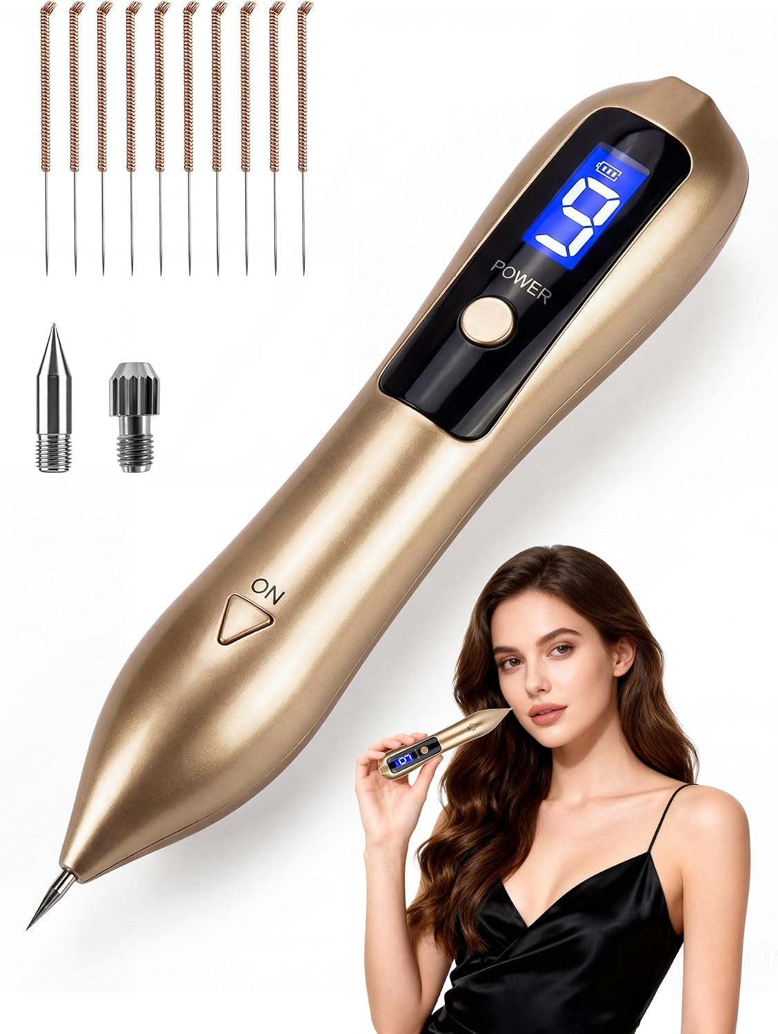 9-Speed Skin Tag Remover Pen - USB Rechargeable Mole Wart Removal Tool, LCD Display & Safety Lock, Painless Professional Spot Remover for Face and Body Home Use