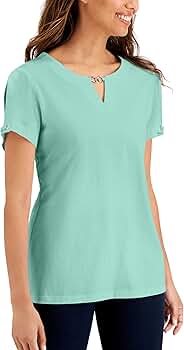 Karen Scott Hardware Top Aqua Ice XS, X-Small Short at Amazon