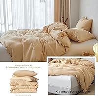 Vista 3 de Simple&Opulence Juego de funda de edredón 100% lino, 2 piezas de lino belga transpirable, 1 funda de edredón + 1 funda de almohada con cierre