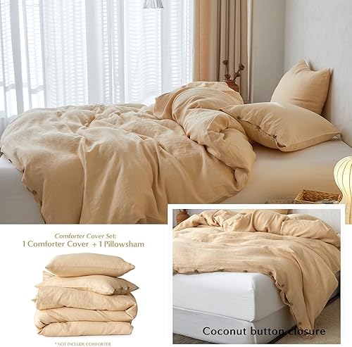 Miniatura 3 de Simple&Opulence Juego de funda de edredón 100% lino, 2 piezas de lino belga transpirable, 1 funda de edredón + 1 funda de almohada con cierre