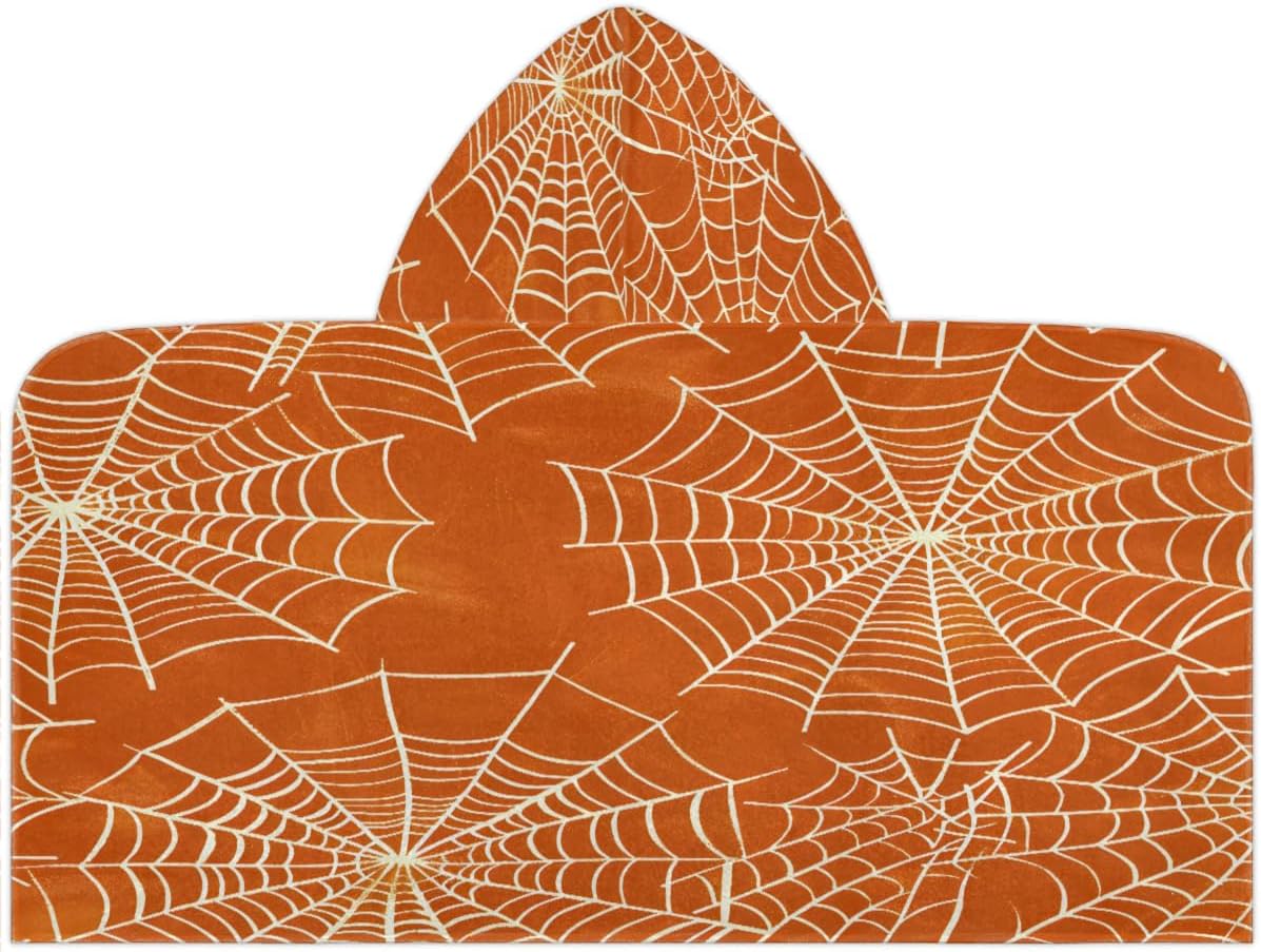 Pardick Kids Bath Towel Spiderweb Beach Towel with Hood Pool Cover Up for Girls Boys Soft Absorbent Hooded Bath Towel Toddler Towels for Beach, Pool