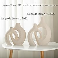 Vista 2 de Snuggle Hollow - Juego de 2 jarrones de cerámica huecos, estilo bohemio ins redondo nórdico moderno de mediados de siglo estético decorativo