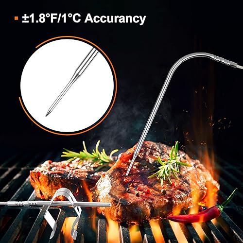 Miniatura 4 de Inkbird Termómetro Bluetooth para barbacoa y estuche de almacenamiento de transporte, 4 sondas termómetro inalámbrico para carne con temporizador,