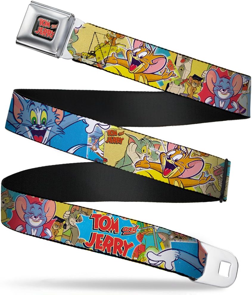 Buckle-Down Seatbelt Belt - TOM & JERRY Faces/Stacked Scene Panels