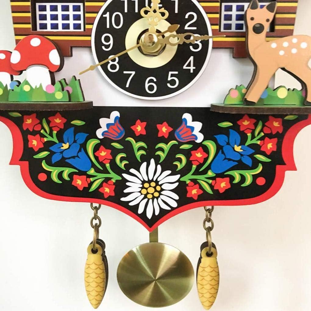 Wooden Cuckoo Wall Clock, Multi Scenario Application Cuckoo Clock, Quartz Pendulum Wall Clock Home Decor, for Living Room, Office, Study, Bedroom