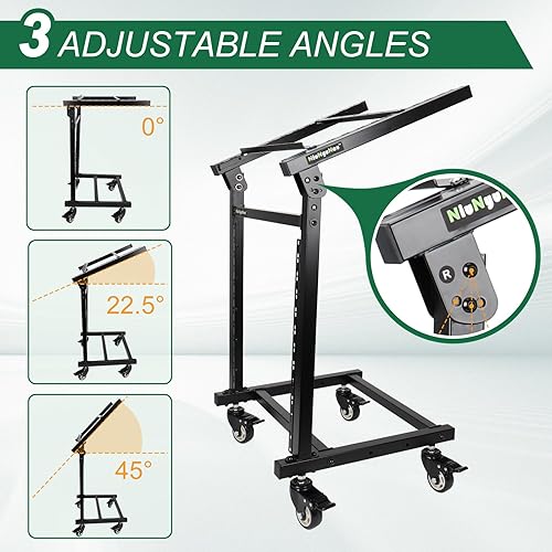Miniatura 3 de Soporte para mezclador de DJ 12U, soporte rodante, carrito de escenario, montaje en rack ajustable para cabina de estudio de música, gabinete de