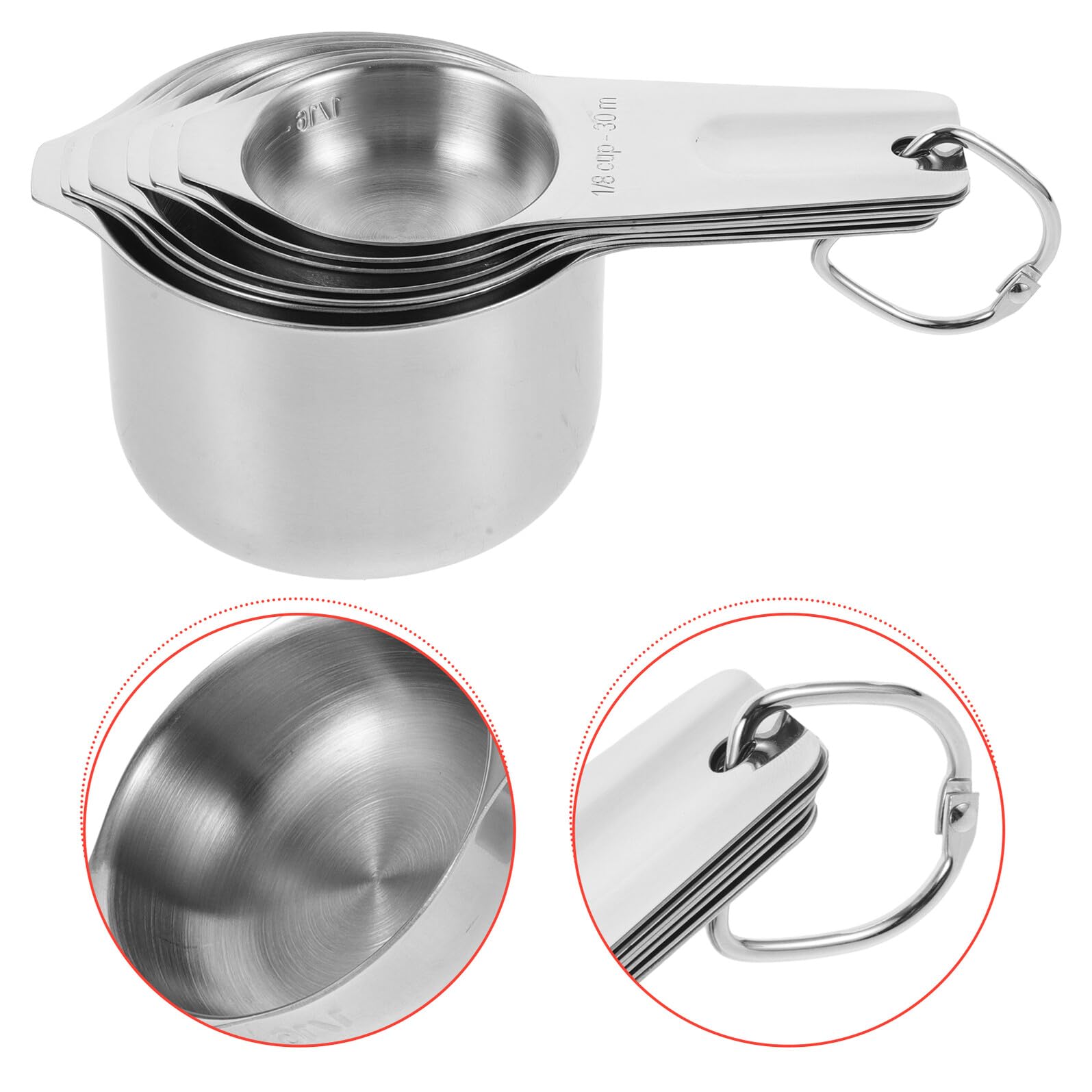 Homoyoyo Tasses à Mesurer en Acier Inoxydable avec Graduation Ensemble 7 Pièces Empilables Précision 08 MM pour Pâtisserie Cuisine Ustensiles de Cuisson Réutilisables Format Compact
