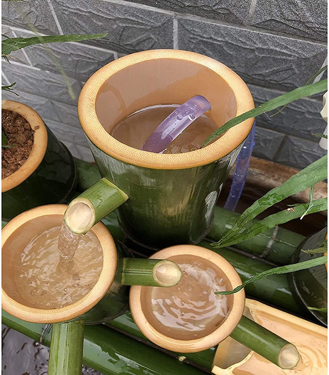 Fontana da Giardino, Fontana da Terrazza, Decorazioni in bambù per Interni/Esterni, Decorazioni per La Circolazione dell'Acqua Nell'Acquario, Ornamenti per Fontane da Gia(35CM)