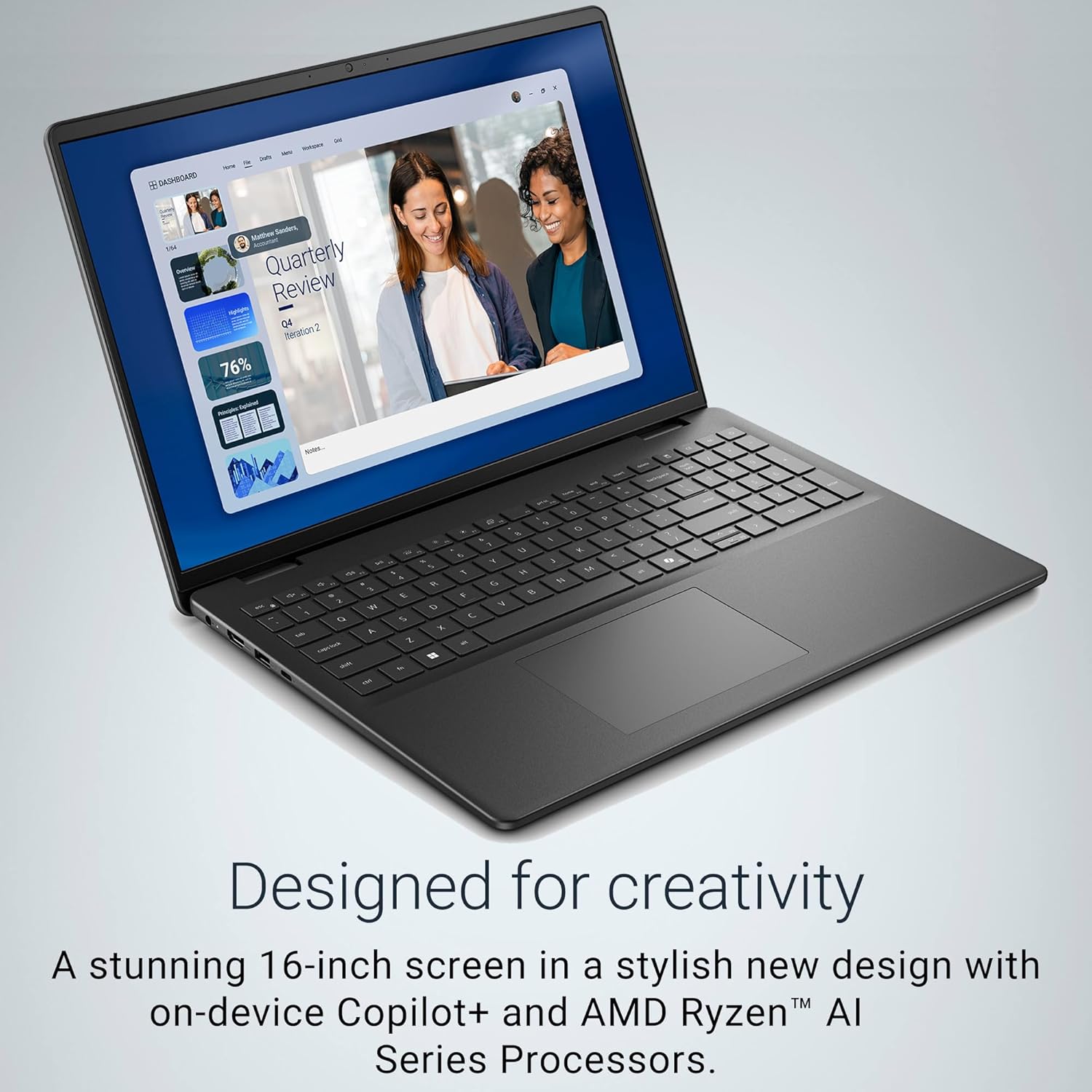 Dell 16 Laptop, 16 inch FHD+ Touch Display, AMD Ryzen 7 250 Processor, AI Copilot+ PC, 32GB DDR5 RAM, 1TB PCIe SSD, WiFi 6, Bluetooth, FHD Webcam, Backlit Keyboard, Carbon Black, Windows 11 Home - Image 3