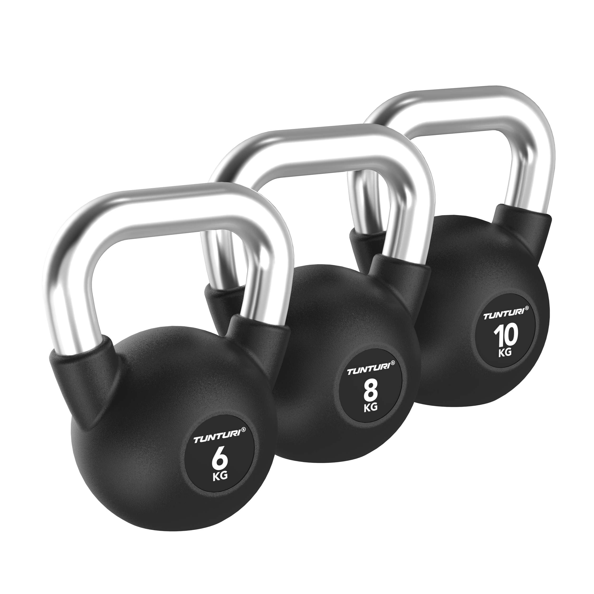 Tunturi Kettlebell en caoutchouc Platinum - 6-10 kg - Set