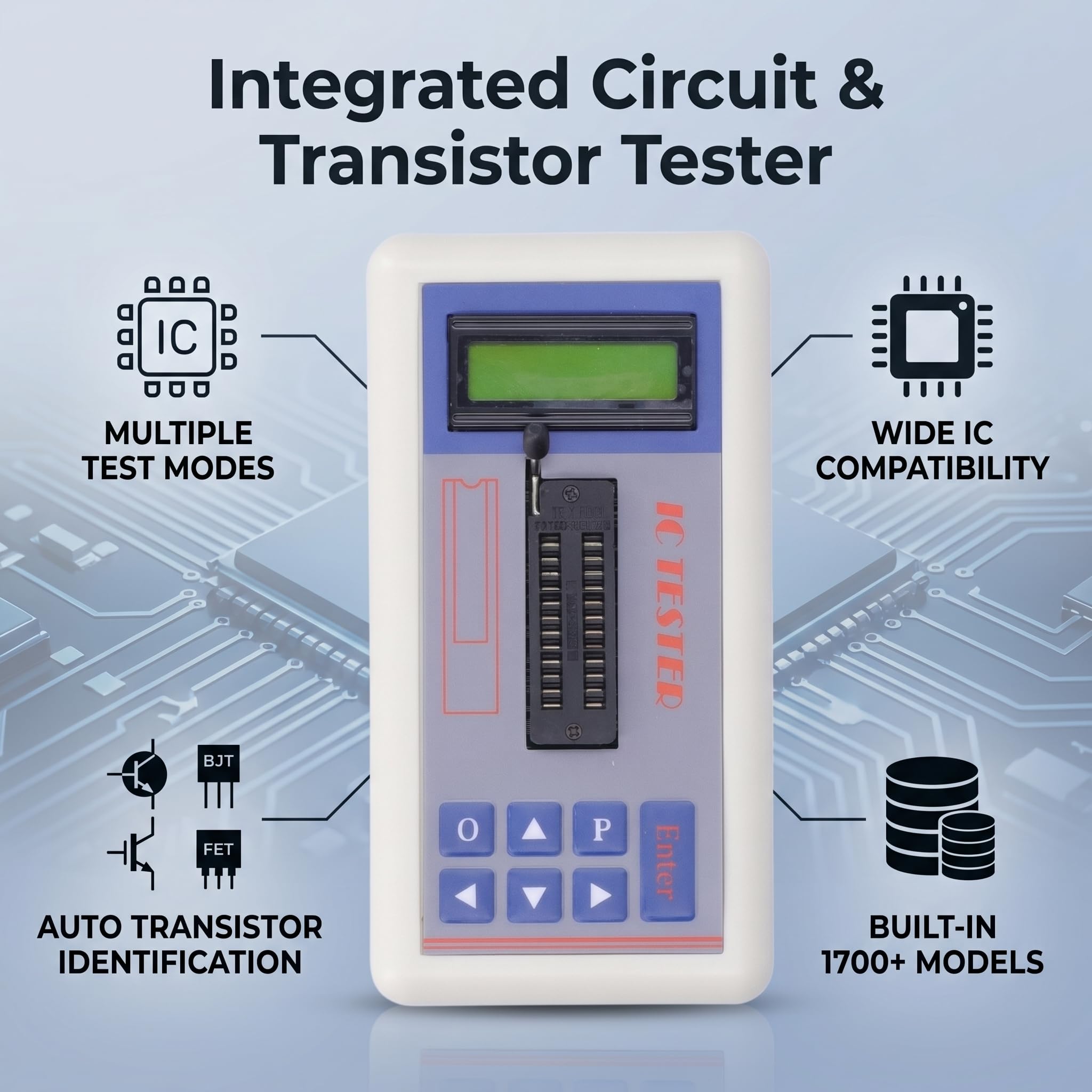 Multi Funzionale Transistor Tester Circuito Integrato IC Tester Tester di Manutenzione Tester MOS PNP NPN Rivelatore 5V 3.3V (Nessun terminale)