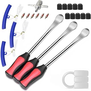YINGJEE Tire Spoon Lever 11.5inch Dirt Bike Lawn Mower Motorcycle, Tire Spoons Tire Changing Tools with 3 Rim Protectors & 1 Valve Cores and Caps Set