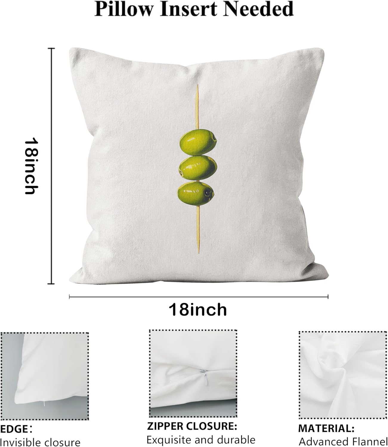 Trendy Dirty Martini 18x18 Pillow Covers Set of 4, Gifts for Martini Cocktail Lovers, Funky Retro Cocktail Decorative Throw Pillow Covers for Home Bar Pub Lounge Girls Bedroom Apartment