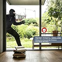 Vista 8 de DIIG Barra de seguridad para puerta corredera, 17.7-50.5 pulgadas, barra de bloqueo de puerta de patio ajustable resistente con puntas de goma