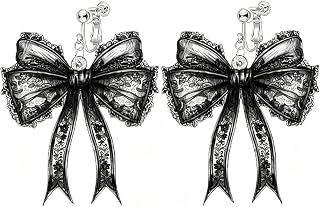 ONLYJUMP Gothic Bow Clip on Earrings for Women Vintage Ghost Bat Pumpkin Dangle Drop Clip Earrings Punk Style Acrylic Dark Vampire Earrings Victoria Funny Halloween Party Jewelry