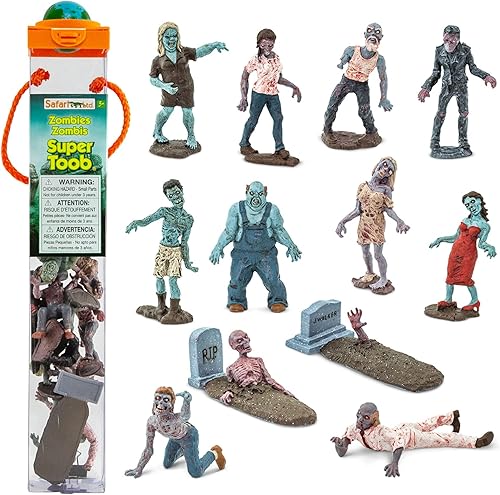 Safari Ltd. Zombies Super Toob - Figuras de zombies en miniatura para exhibición de Halloween y juego imaginativo - Figuras de juguete para niños,