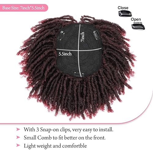 Miniatura 2 de Ms Taj Peluca de pelo corto con rastas de 7 pulgadas para mujer, cabello sintético con rastas TBUG, postizos, rastas cortas, tupé para mujeres