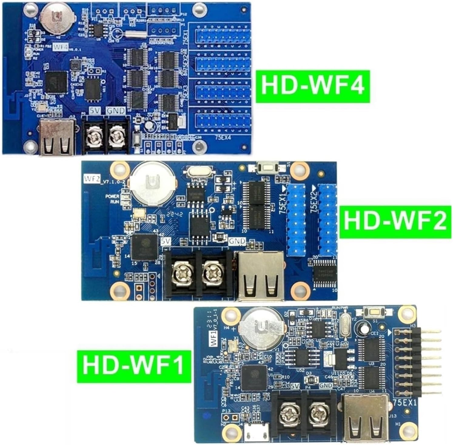 HD-WF1 HD-WF2 HD-WF4 Asynchronous USB Full Color Led Control Card with Hub75 Port for P3 P4 P5 P10 RGB Lintel Display(HD-WF2)
