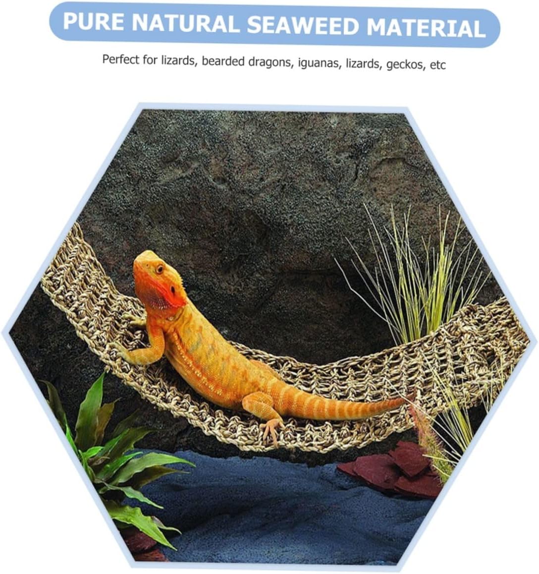 2pcs Reptile Hammocks for Lizards Snakes Durable Seagrass Lounger for Bearded Dragons Iguanas Pet Hammock Tank Accessories