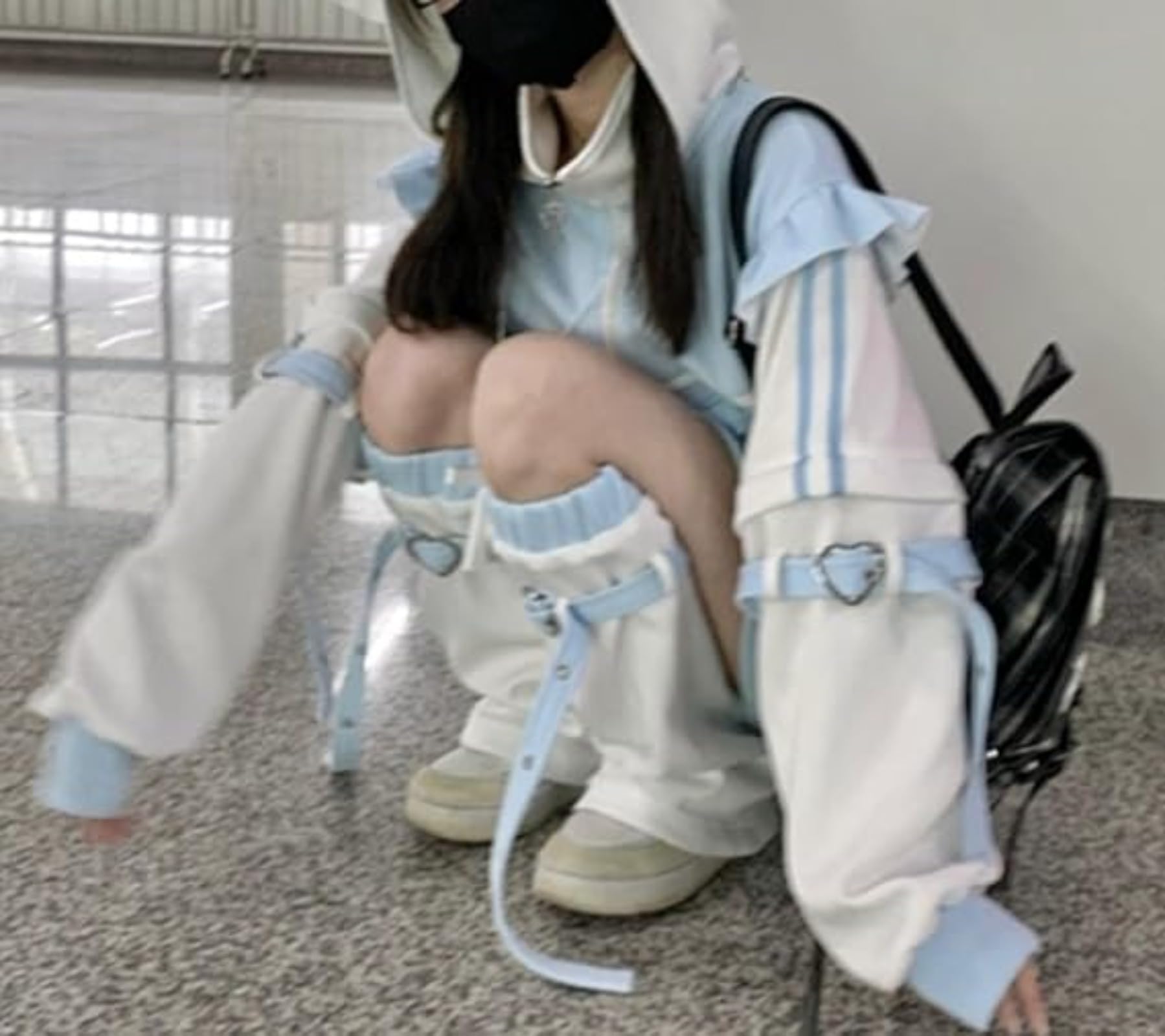 Pokn Tenshii Kawaii Hoodies Jirai Kei Fashion Cute Cat Ears Clothes Oversized Zip Up Hoodie Gothic Top