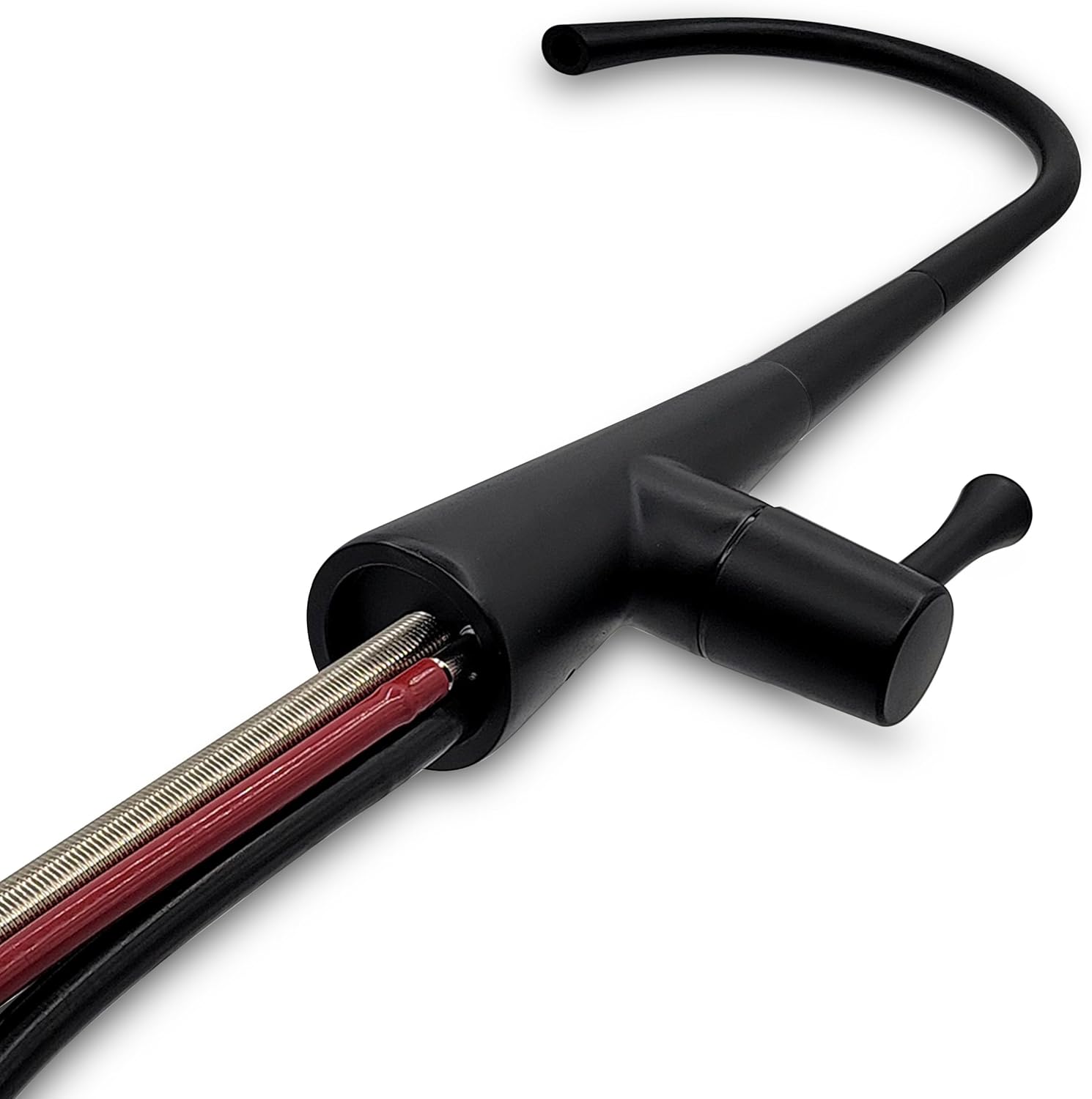 Metpure Airgap 3-Port Brass RO Faucet for Reverse Osmosis Drinking Water Systems. Features Pre-Installed Drain Tubes, Contemporary Design. Includes Wrench and Adapters. (Matte Black)