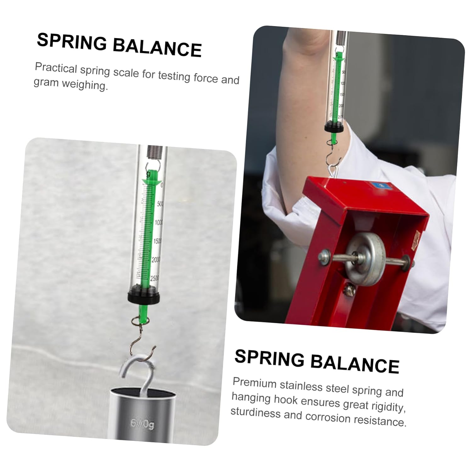Gatuida 4pcs Portable Spring Balance Dynamometer with Hook Accurate Measurement up for Physics Experiments and Laboratory Use Housing for Easy Observation