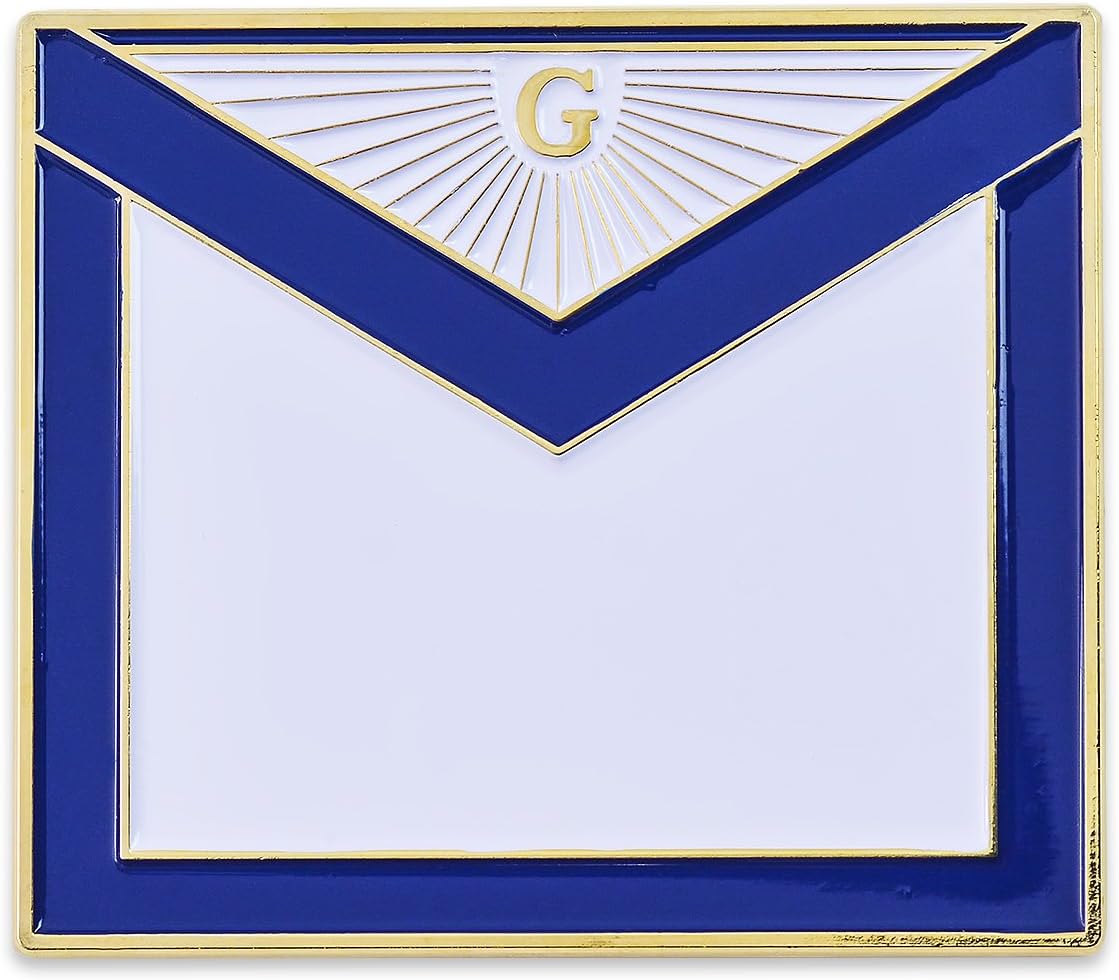 Master Mason Apron Auto Emblem - [Blue & White][2 3/4'' Wide]