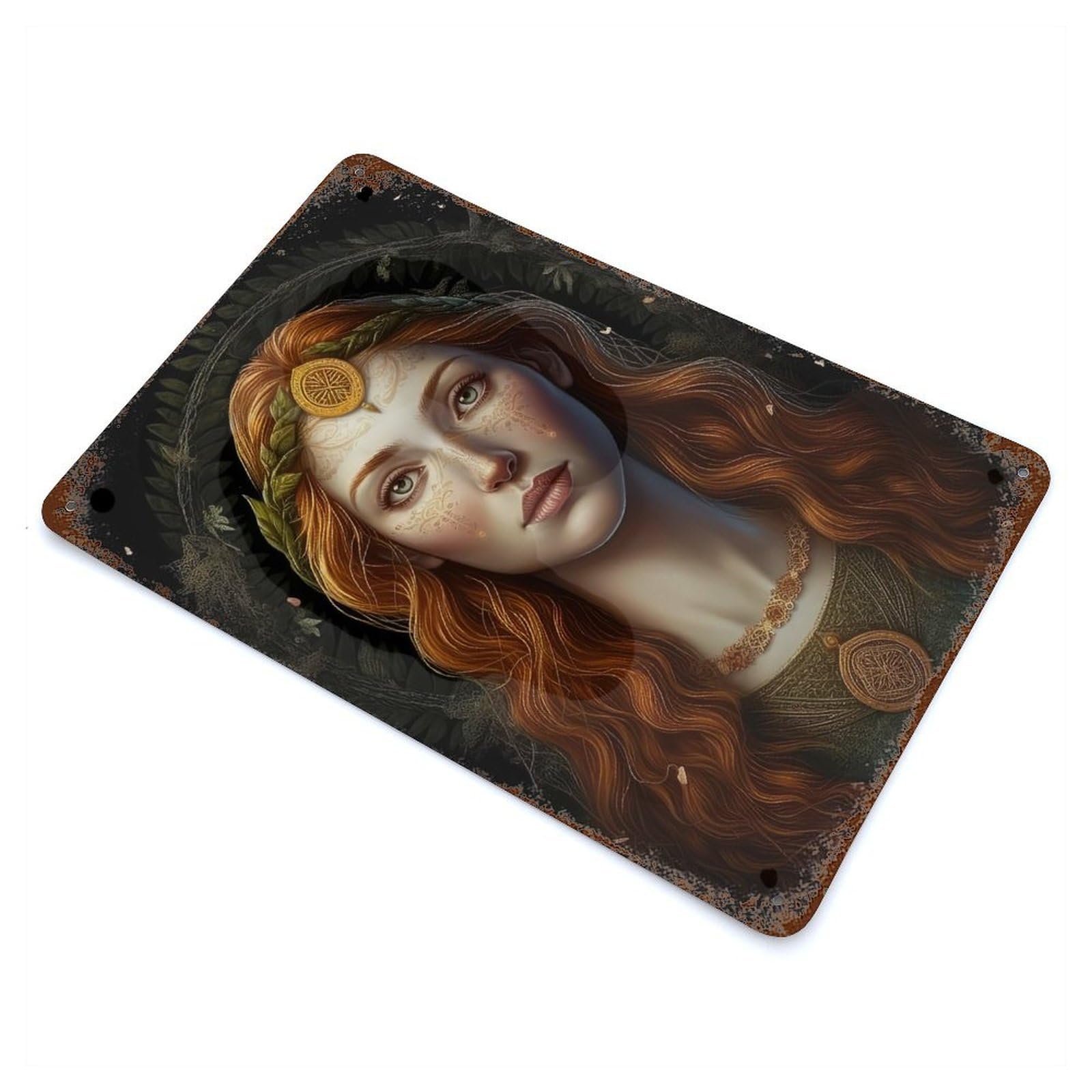 Brigid Aged Metal Wall Plaque 11.8"x7.9", Industrial Home Decor for Pub, Kitchen And Man Cave Decor