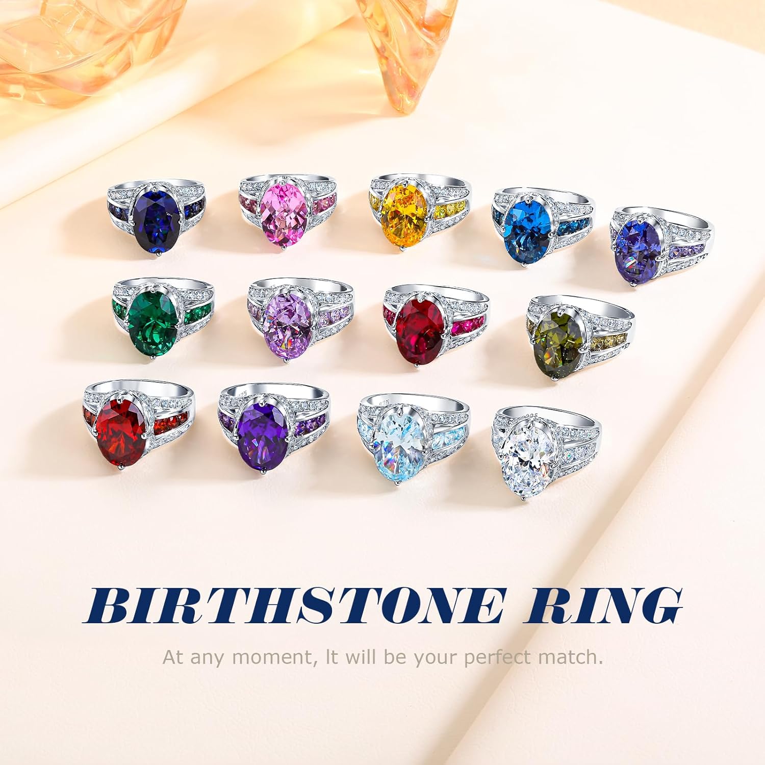 Emerald/Sapphire/Ruby/Tourmaline Rings for Women, 925 Sterling Silver Gemstone Engagement Anniversary Ring Big 6.5-8.5 Carat Birthstone Ring, Size 6 to 10 (Send Gift Box) - Image 5