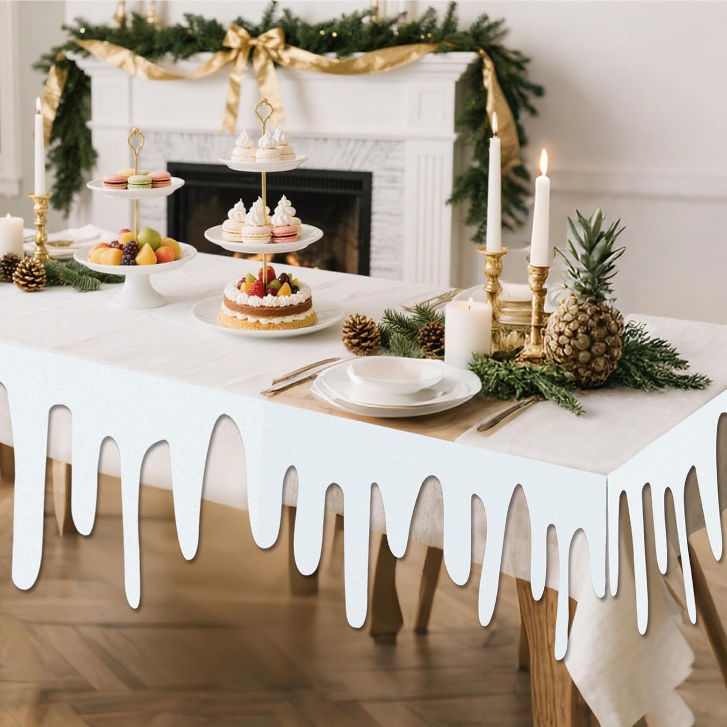 2 Pcs Felt Icicle Garland 48*14 In Snow Blanket for Christmas Village