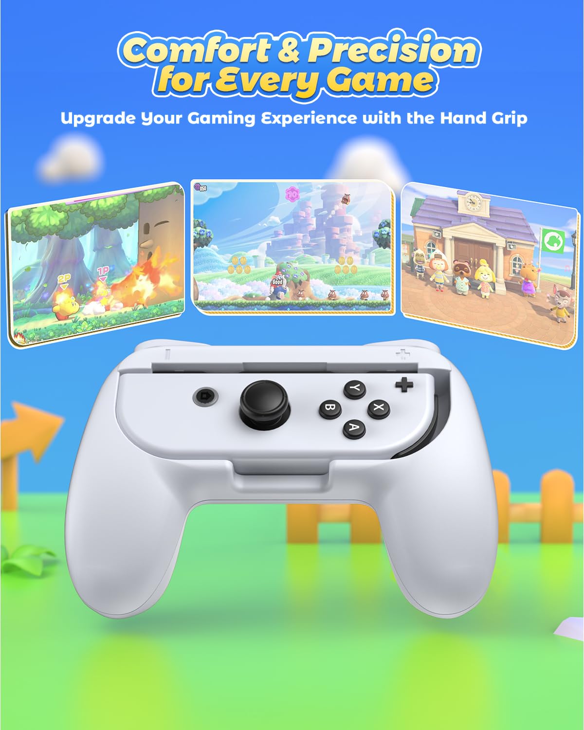 FYOUNG Hand Grips Compatible with Switch Controllers, Grip for Switch Joy Con - White (2 Packs) - Image 6