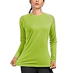 isnowood Swim Shirts for Women, UPF 50+ UV Sun Protection Long Sleeve Shirt, Lightweight Quick Dry Workout Hiking Running Rash Guard Top Lime Green