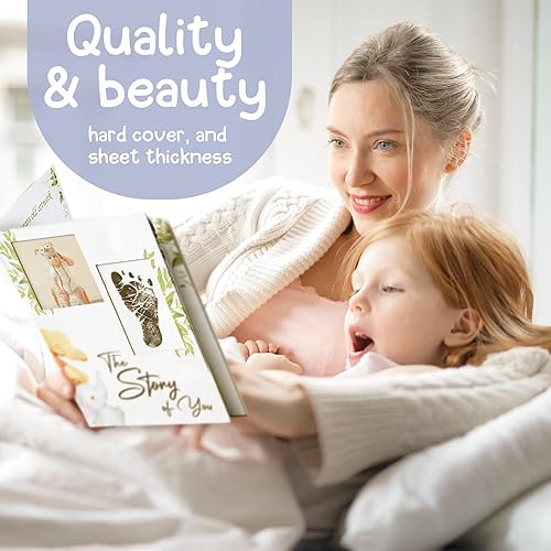 Miniatura 4 de Diario de embarazo con almohadilla de tinta de tacto limpio para huellas de manos o huellas de bebés recién nacidos, el libro de recuerdos para