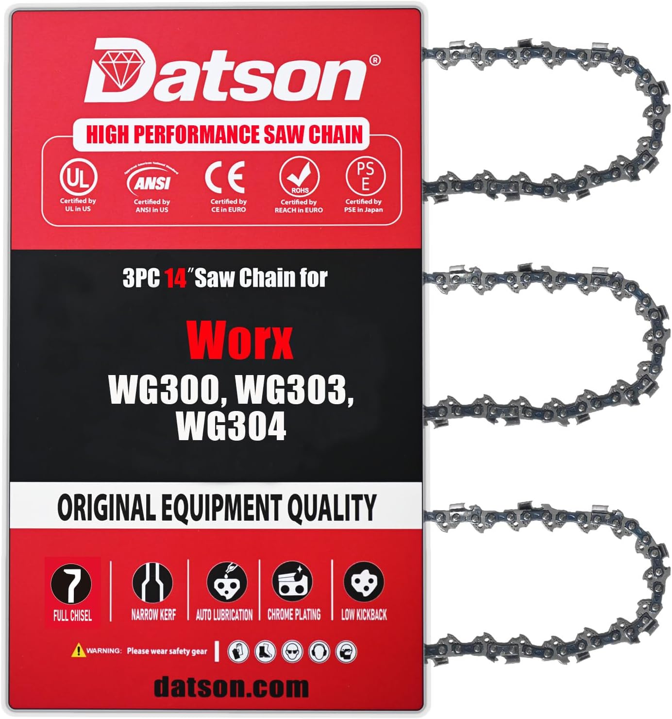 14 Inch Chainsaw Chain Replacement for WORX WG300, WG303, WG304,Efco MT350,Homelite180 Series,190,192, Bandit,Classic 192,Electric 200,240SL,Super 2CC, VI Super 2,XEL-14,XL-2CC,XL-10,XL16(3 Chains)