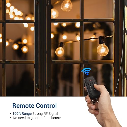 Miniatura 4 de DEWENWILS Atenuador para exteriores para luces de cadena, interruptor atenuador remoto, enchufe atenuador resistente a la intemperie, rango de 100