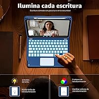 Vista 6 de MoKo Funda con teclado táctil para iPad (A16) 11ª generación de 11 pulgadas 2025, iPad de 10.9 pulgadas de 10.9 pulgadas, funda con soporte para azul