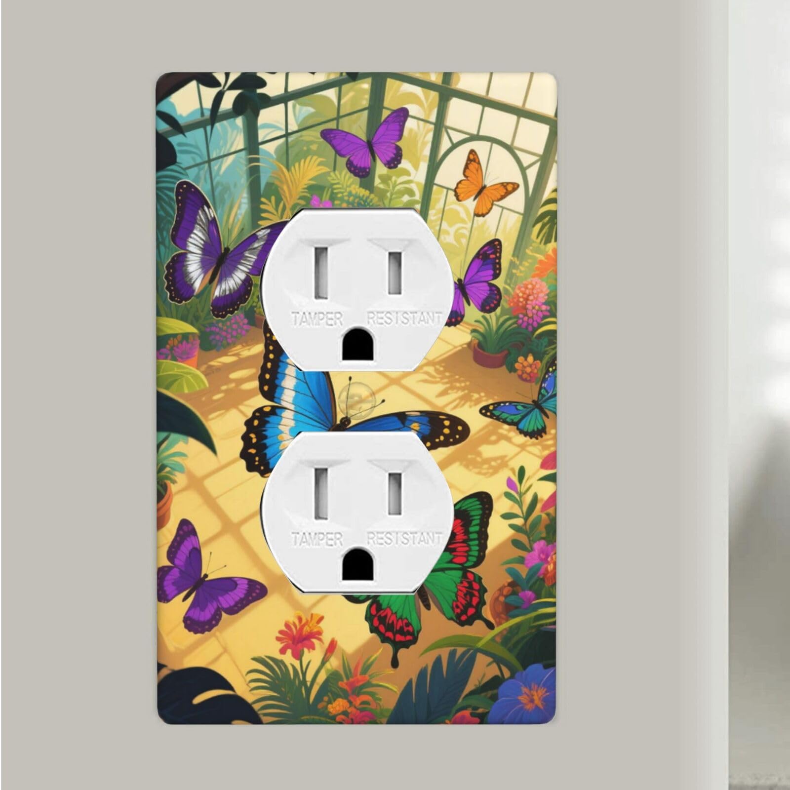 Aesthetic Butterfly Duplex Outlet Covers Wall Plates 1-Gang Switch Outlet Electrical Cover Plate Unbreakable Polycarbonate Switchplate Cover Faceplate For Bathroom Kitchen Home Decor