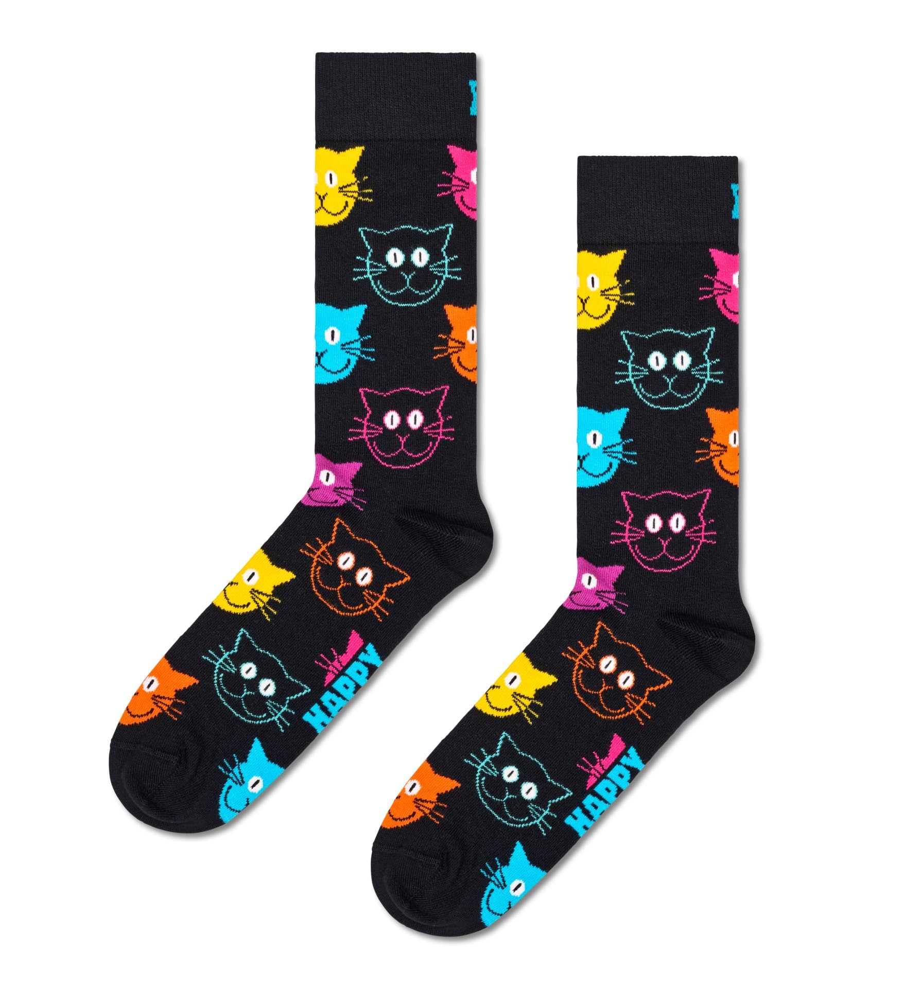 Happy Socks, Crew Socks, Cat Sock for Men and Women, Size 36-40
