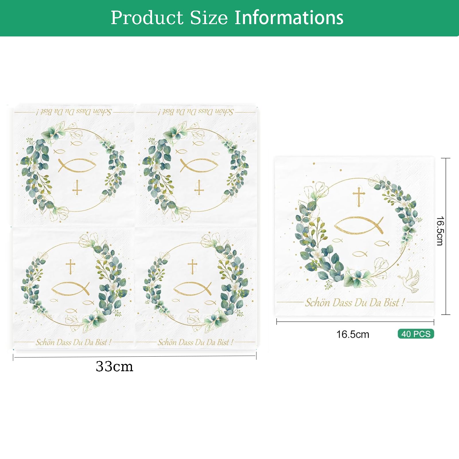 Tovagliolo di Carta 33 cm Comunione e Cresima 16 pz