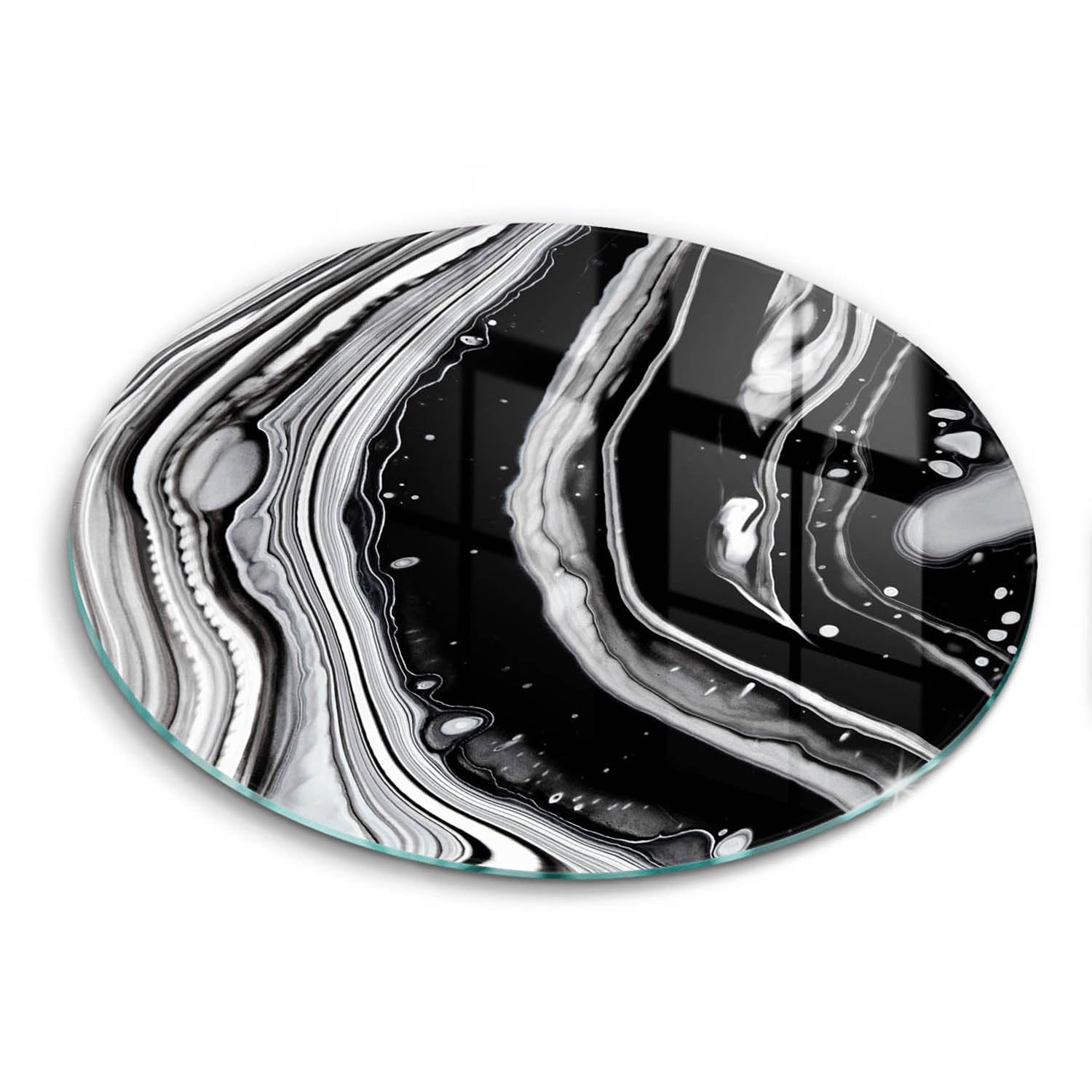 Planche a decouper induction Wallfluent 40cm avec protection plaque en verre abstraction de l'encre