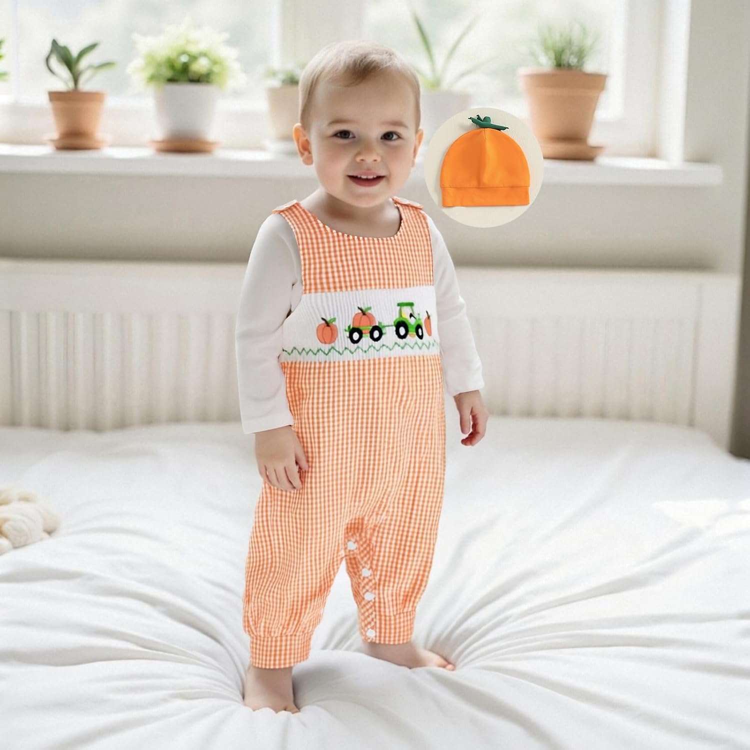 BeQeuewll Baby Boy St Patricks Day Outfit Newborn Romper+Plaid Shamrock Overalls+Hat 3Pcs Babys First St Patricks Day Outfit