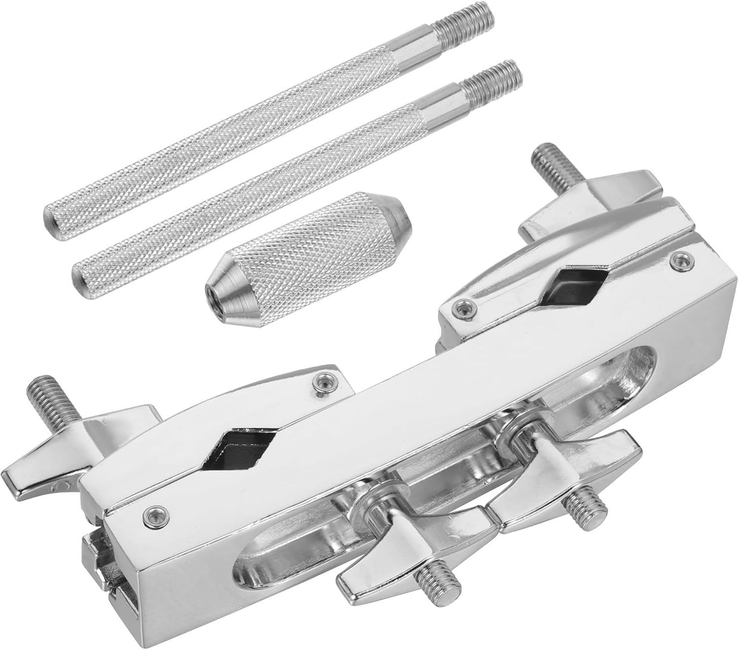 UPKOCH Cowbell Mount Clamp Bracket with Silver Metal Stand and Rod, Drum Percussion Instrument Accessory for Drum Rack Mounting and Cowbell Holder Set