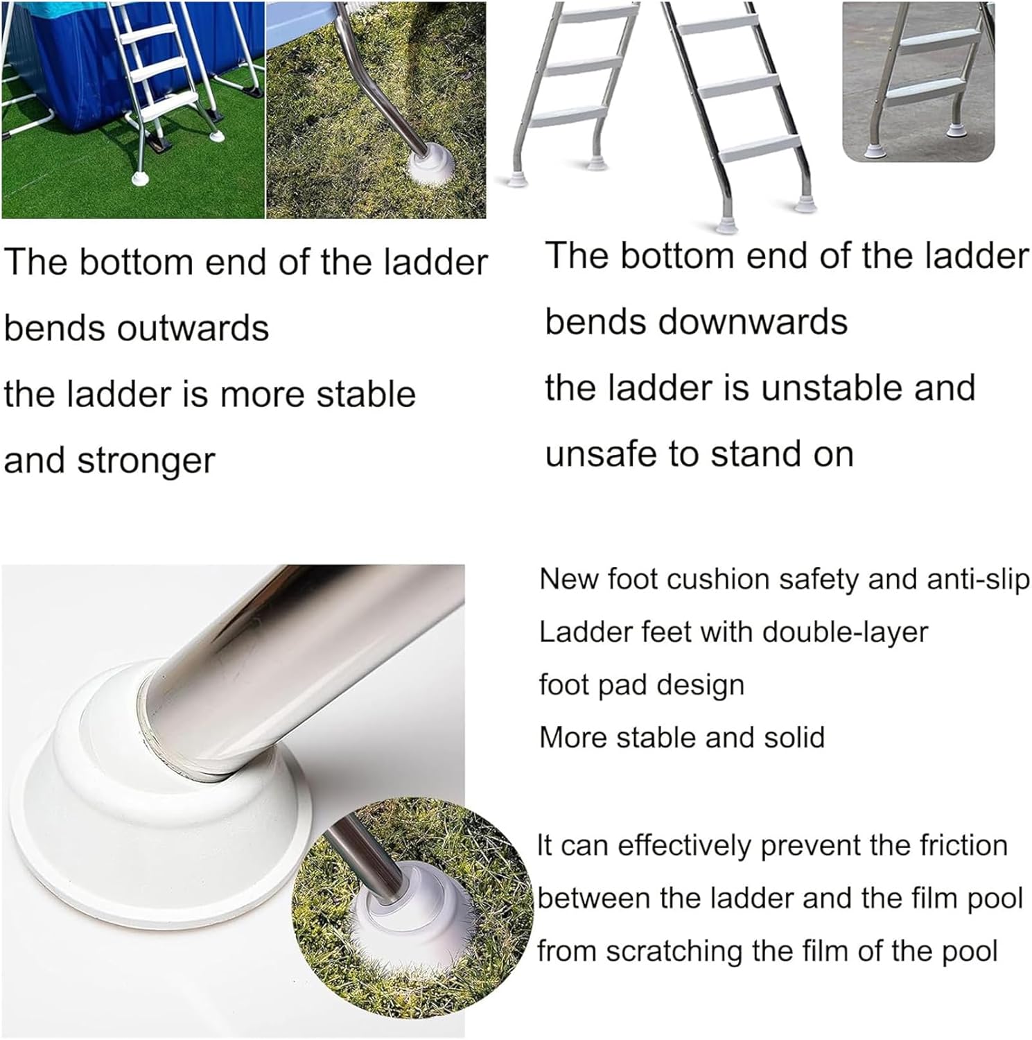 Above Ground Pool Ladder Metal Frame Swimming Entry, 4 Step Exit Stainless Steel Double - Sided Access for 52" High Wall Pools, 550 Pound