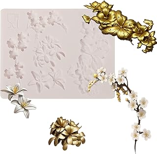 1 Pcs 3D Embossed Flower Fondant Mold, Exquisite Butterfly Lily Chocolate Silicone Molds, for Birthday Cake Decoration, Wedding Dessert Table, Candy, Keychain, Resin Crafts