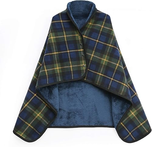 XING YE CHUAN Fleece Wearable Blanket, Comfy Poncho Throw with Buttons, Plush Sleeveless Blankets, for Women Cape Wrap Cover…