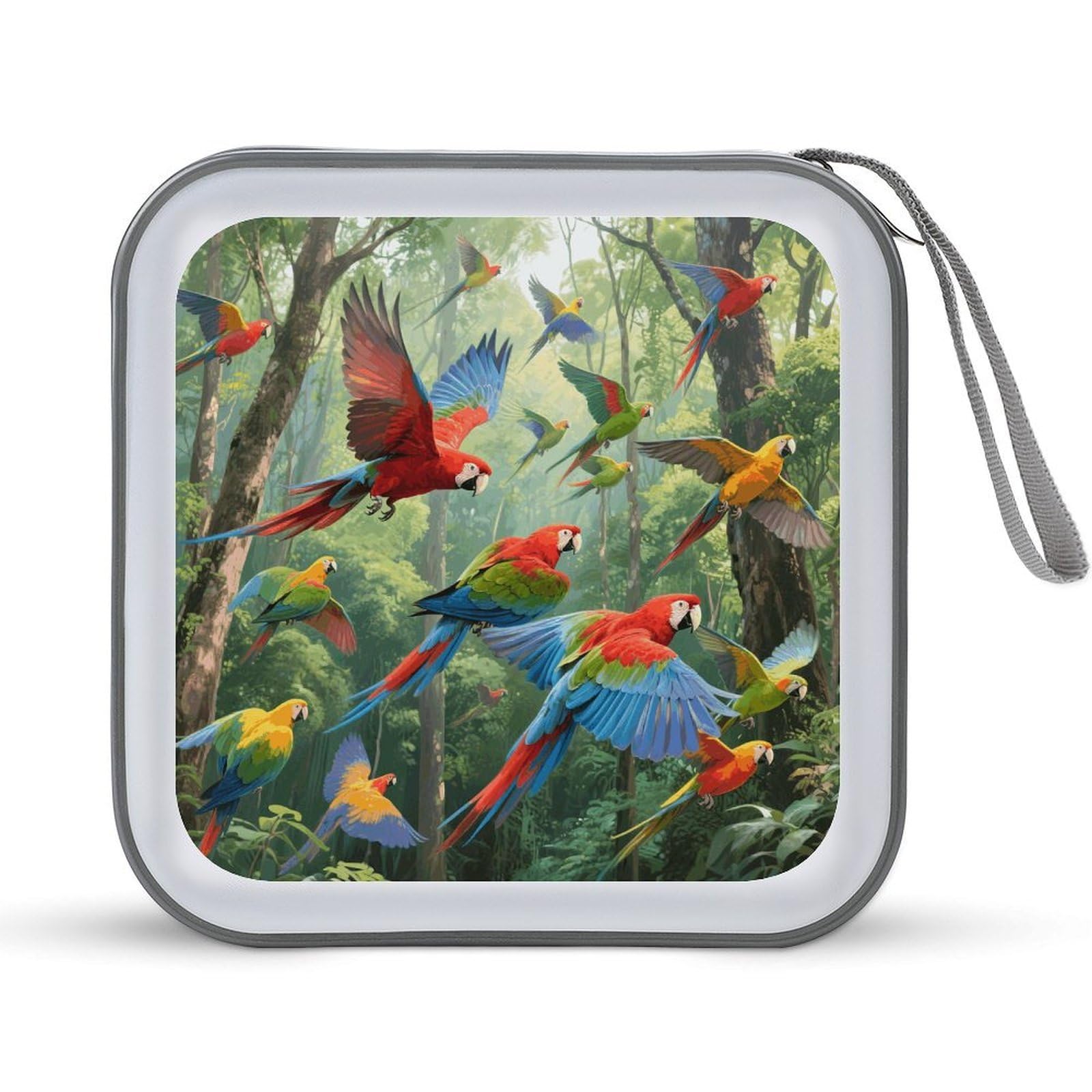 VstaDank Parrots DVD Case With Zipper Portable CD Case Hardshell DVD VCD Binder Storage Box EVA Protective Blu-ray Wallet 40 Capacity CD Wallet Movie Music Media Disc Wallets